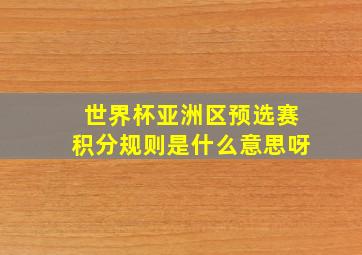 世界杯亚洲区预选赛积分规则是什么意思呀