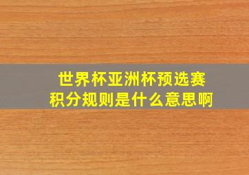 世界杯亚洲杯预选赛积分规则是什么意思啊