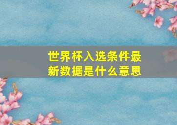 世界杯入选条件最新数据是什么意思