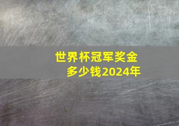 世界杯冠军奖金多少钱2024年