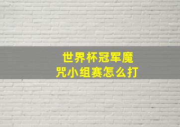 世界杯冠军魔咒小组赛怎么打