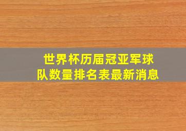 世界杯历届冠亚军球队数量排名表最新消息