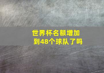 世界杯名额增加到48个球队了吗