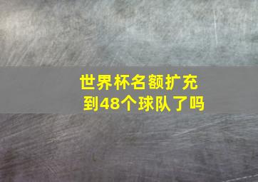 世界杯名额扩充到48个球队了吗