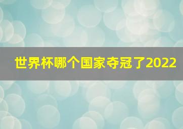 世界杯哪个国家夺冠了2022