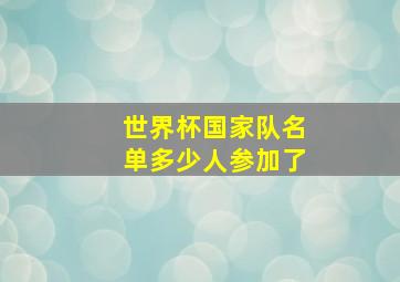 世界杯国家队名单多少人参加了