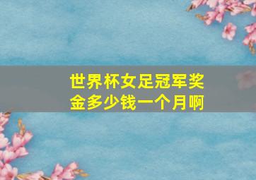 世界杯女足冠军奖金多少钱一个月啊