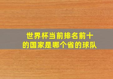 世界杯当前排名前十的国家是哪个省的球队