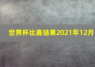 世界杯比赛结果2021年12月