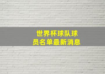 世界杯球队球员名单最新消息