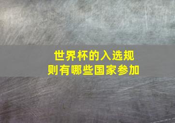 世界杯的入选规则有哪些国家参加