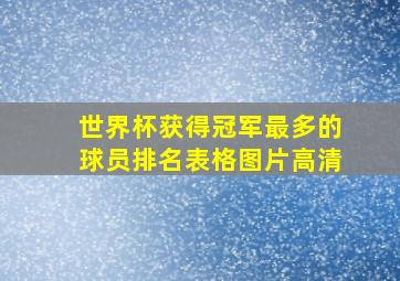 世界杯获得冠军最多的球员排名表格图片高清