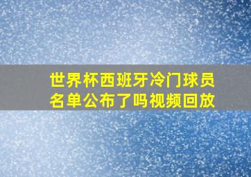 世界杯西班牙冷门球员名单公布了吗视频回放