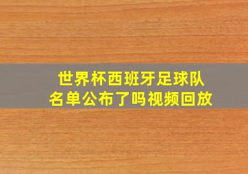 世界杯西班牙足球队名单公布了吗视频回放