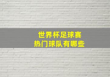 世界杯足球赛热门球队有哪些