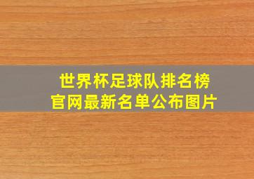 世界杯足球队排名榜官网最新名单公布图片