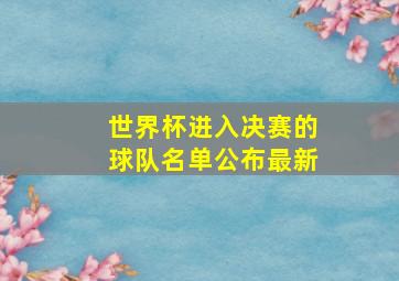 世界杯进入决赛的球队名单公布最新