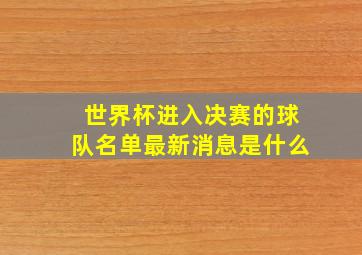 世界杯进入决赛的球队名单最新消息是什么