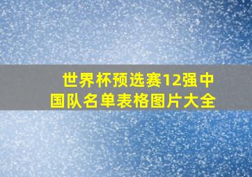 世界杯预选赛12强中国队名单表格图片大全