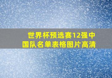 世界杯预选赛12强中国队名单表格图片高清