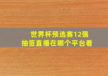 世界杯预选赛12强抽签直播在哪个平台看