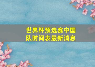 世界杯预选赛中国队时间表最新消息