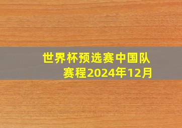 世界杯预选赛中国队赛程2024年12月