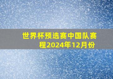 世界杯预选赛中国队赛程2024年12月份