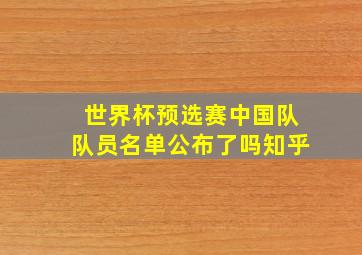 世界杯预选赛中国队队员名单公布了吗知乎