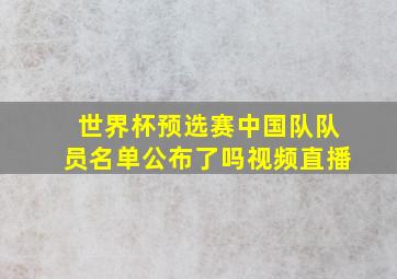 世界杯预选赛中国队队员名单公布了吗视频直播