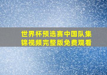 世界杯预选赛中国队集锦视频完整版免费观看