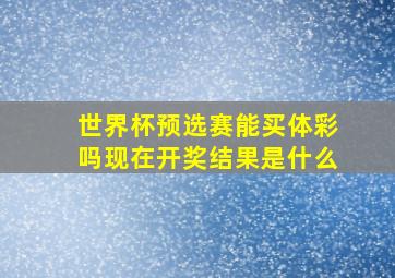 世界杯预选赛能买体彩吗现在开奖结果是什么