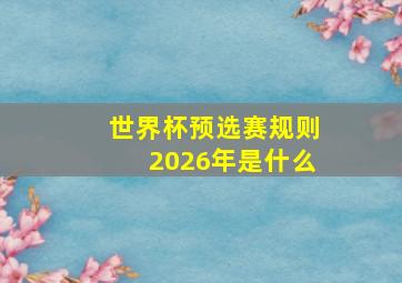 世界杯预选赛规则2026年是什么