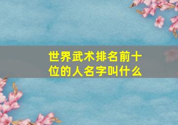 世界武术排名前十位的人名字叫什么