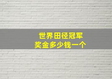 世界田径冠军奖金多少钱一个