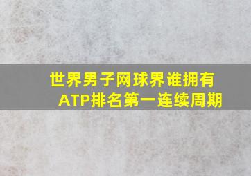 世界男子网球界谁拥有ATP排名第一连续周期