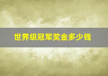 世界级冠军奖金多少钱