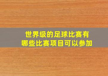 世界级的足球比赛有哪些比赛项目可以参加