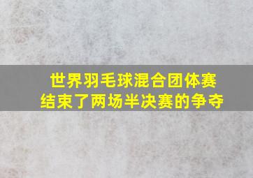 世界羽毛球混合团体赛结束了两场半决赛的争夺