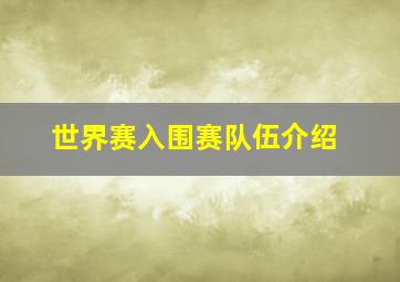 世界赛入围赛队伍介绍