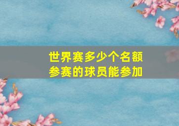 世界赛多少个名额参赛的球员能参加