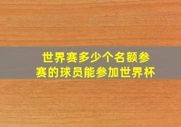 世界赛多少个名额参赛的球员能参加世界杯