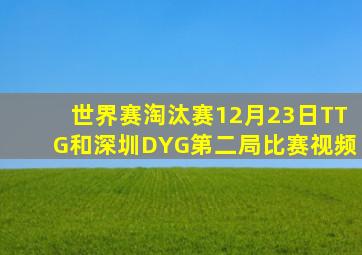 世界赛淘汰赛12月23日TTG和深圳DYG第二局比赛视频