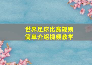 世界足球比赛规则简单介绍视频教学