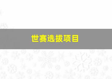 世赛选拔项目