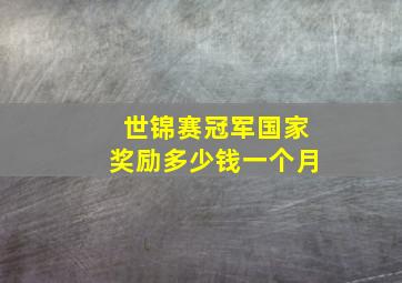 世锦赛冠军国家奖励多少钱一个月