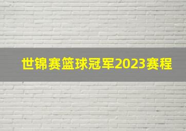 世锦赛篮球冠军2023赛程