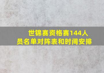 世锦赛资格赛144人员名单对阵表和时间安排