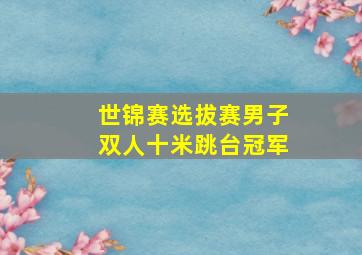 世锦赛选拔赛男子双人十米跳台冠军