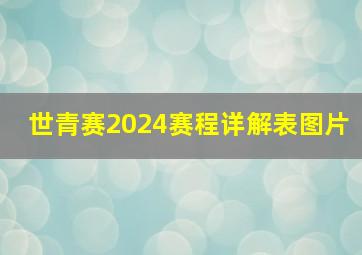 世青赛2024赛程详解表图片